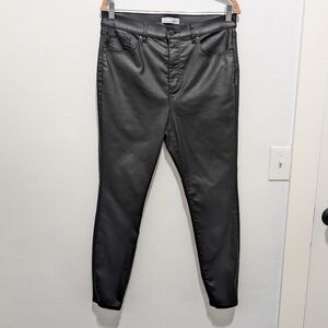 LOFT Shiny Black Skinny Jeans High Rise Size 12 Stretch